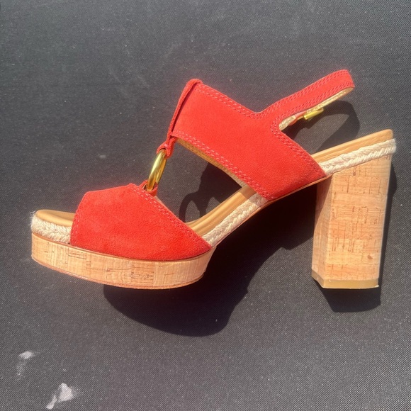 Coach Valeann Womens Tulip Platform Suede Sandal - Burnt Orange size 9 - Picture 5 of 10